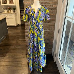 EUC Anthropologie The Somerset PURPLE MOTIF Maxi Dress Size Large